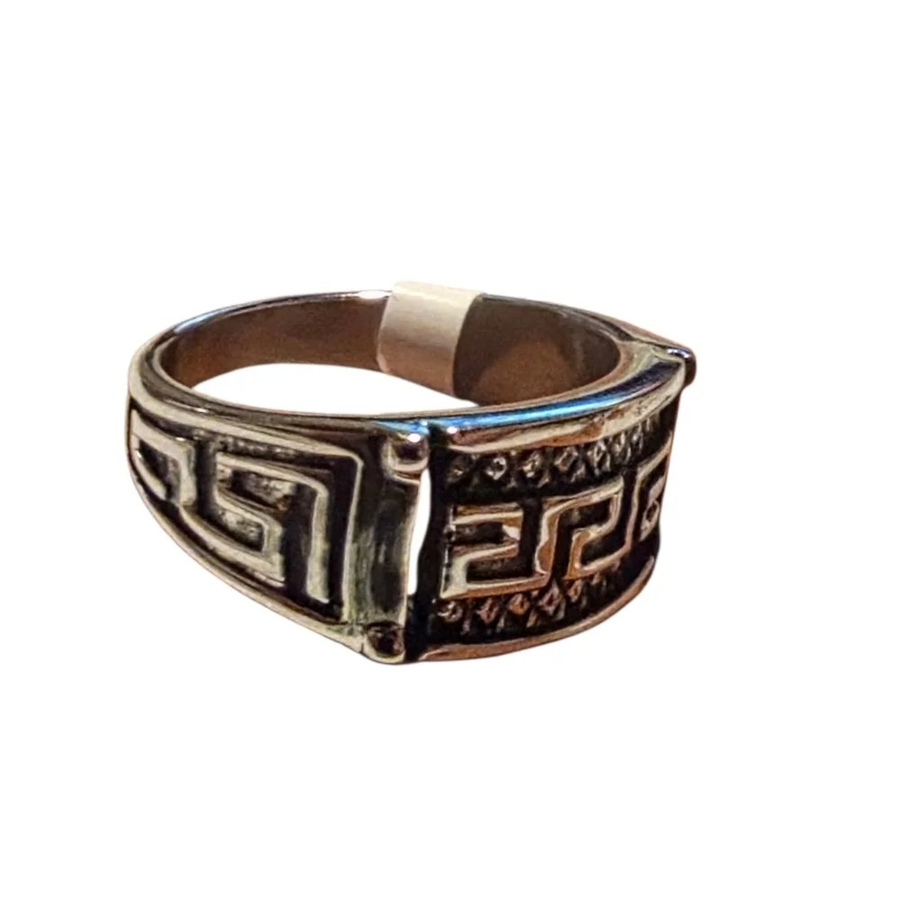 Men's Stainless Steel Greek Key Ring Size 11